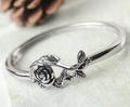 Vintage 925 Sterling Silver Black Rose Ring