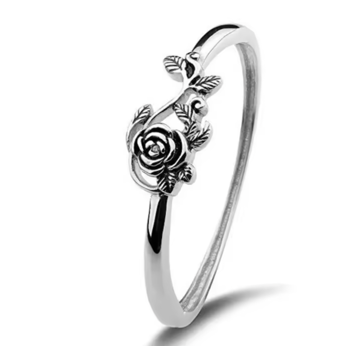 Vintage 925 Sterling Silver Black Rose Ring