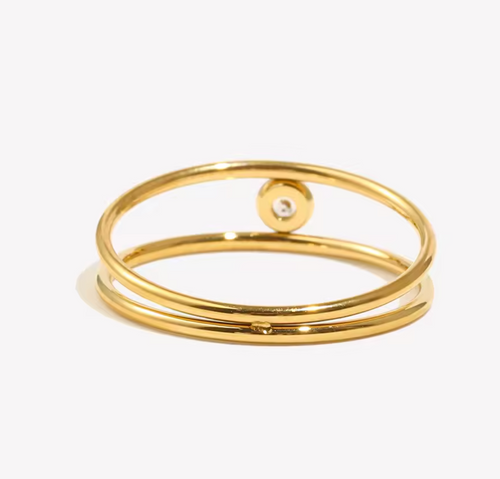 316L Stainless Steel Double Layer Rhinestone Ring