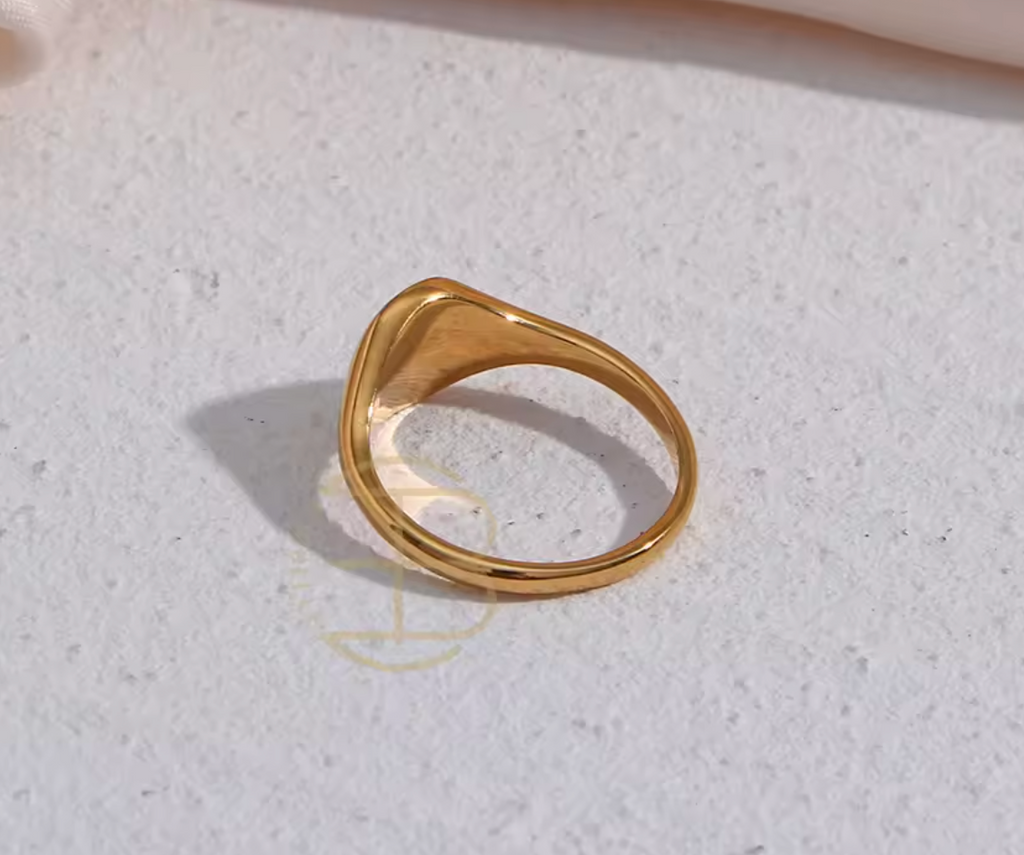 18K Gold Plated Stainless Steel Wildflower Signet Ring