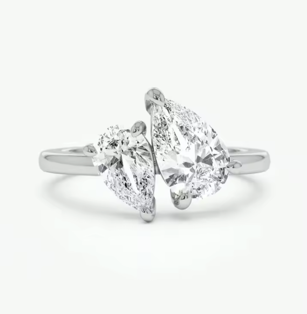 925 Sterling Silver Sparkling Water Drop Ring
