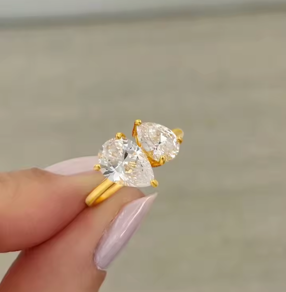 925 Sterling Silver Sparkling Water Drop Ring