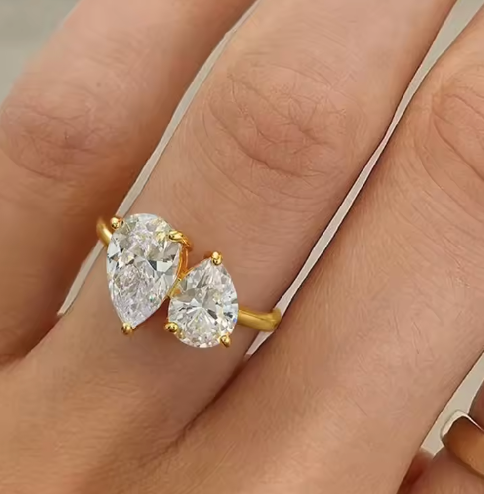 925 Sterling Silver Sparkling Water Drop Ring