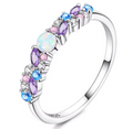 925 Sterling Silver Ice Blue & Purple Opal Ring