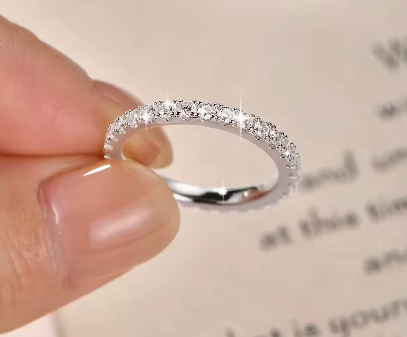 2mm D Color Full Moissanite Eternity Ring