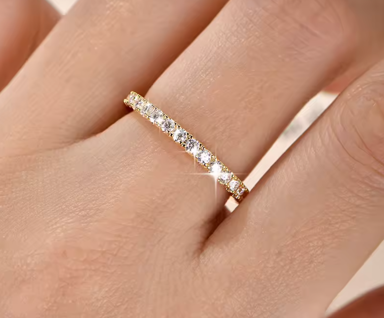 2mm D Color Full Moissanite Eternity Ring