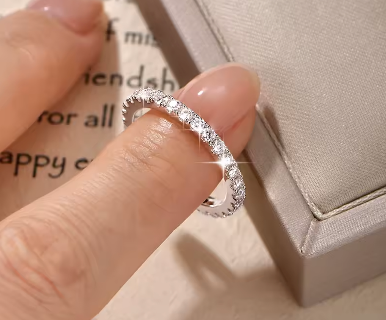 2mm D Color Full Moissanite Eternity Ring