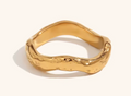 18K PVD Gold Plated Stainless Steel Wavy Texture Ring